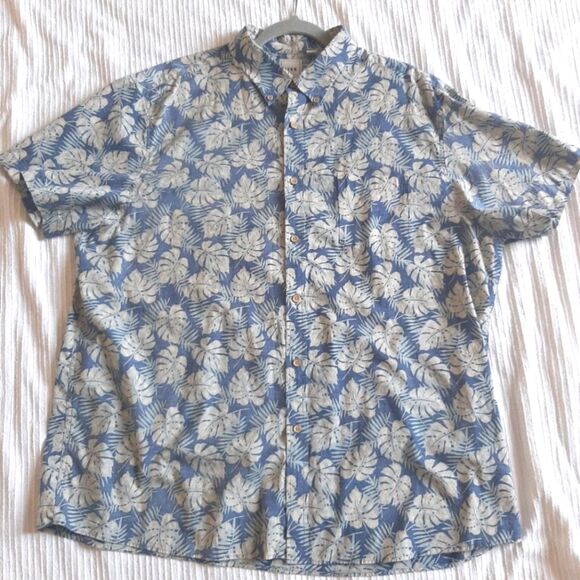 ROWM Hawaiian Button Down Shirt 100% Cotton Beach Coastal XXL - Picture 2 of 9